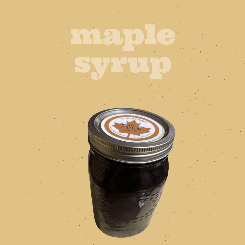 Canadian Maple Syrup in a glass jar with Canadian Maple Syrup 1 L