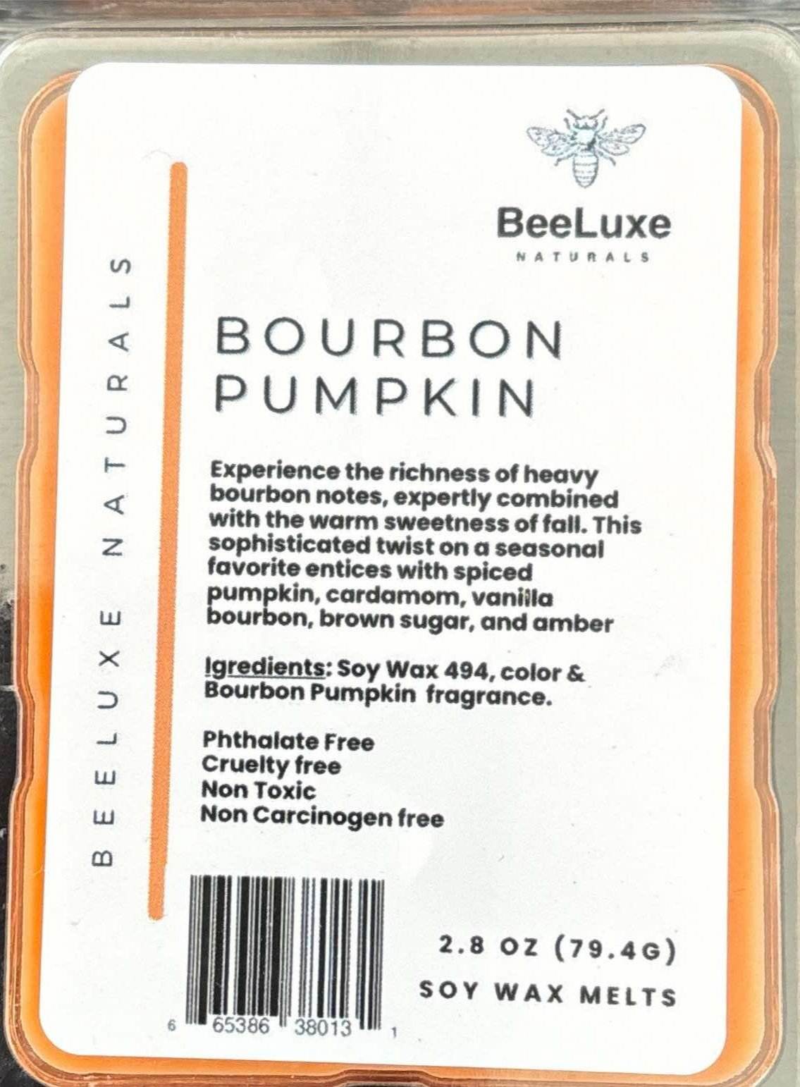 Bourbon Pumpkin Soy Wax Melts with rich bourbon and pumpkin aroma, 2.8 oz.