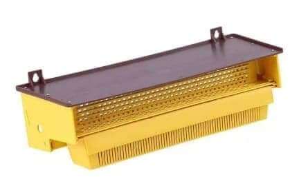 Plastic pollen trap for beekeepers; durable, lightweight design for efficient, gentle pollen collection.