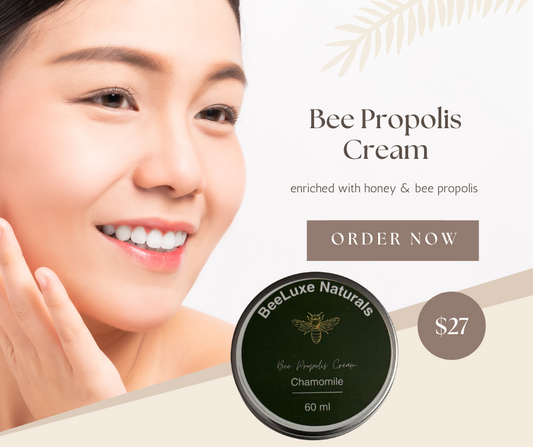 Bee Propolis Cream with honey and beeswax for skin hydration and protection.