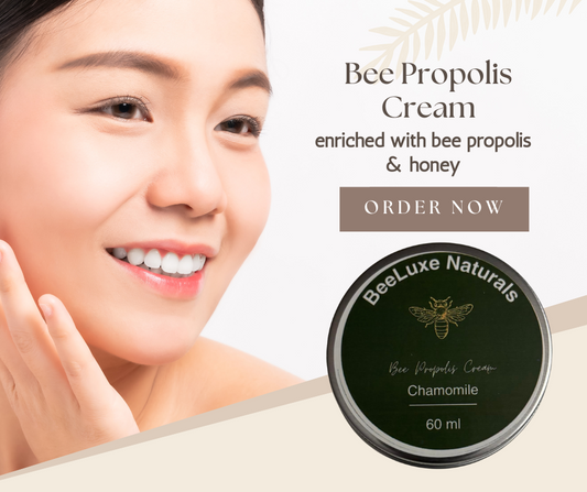 Bee Propolis Cream with chamomile 60ml by Beeluxe Naturals for skin hydration and nourishment.