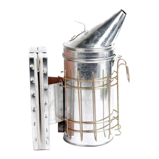 bee smoker Large stainless steel yard manager smoker with heat shield and leather bellow, ideal for beekeeping.