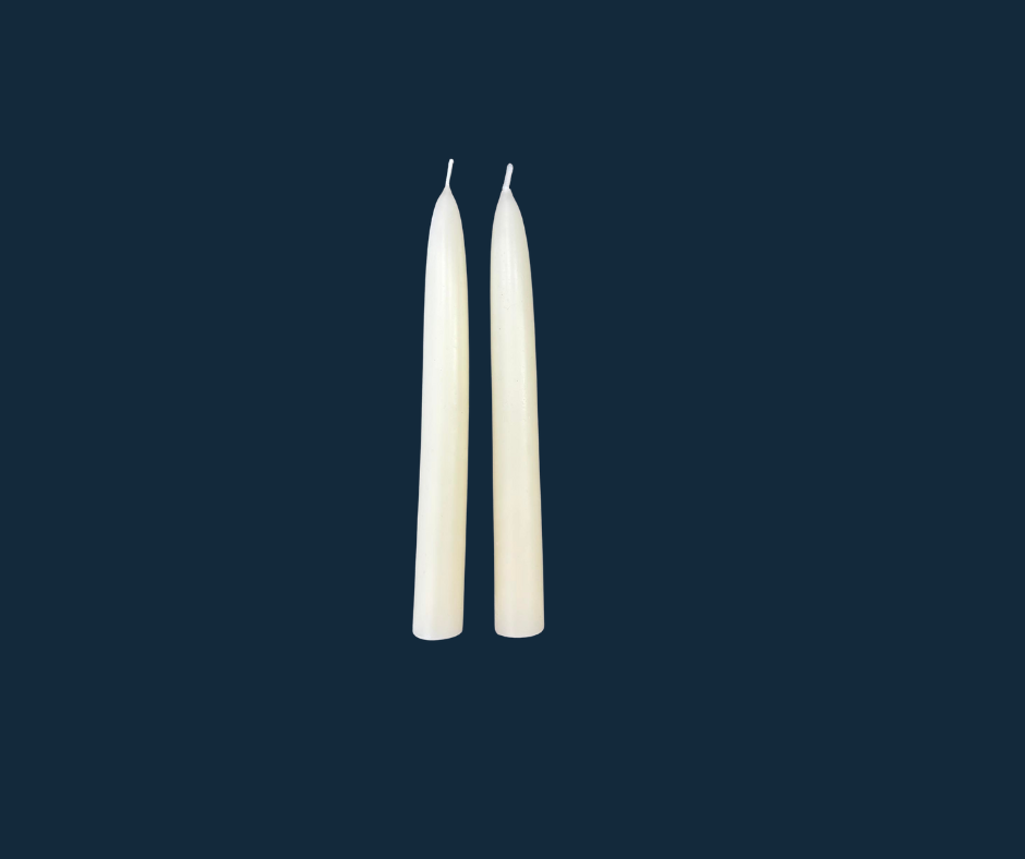 candles: white taper candles