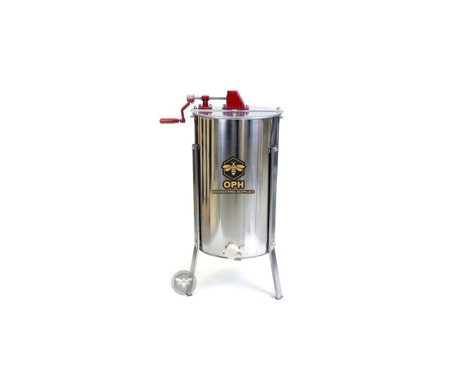 2-frame stainless steel honey extractor for beekeeping services rental.