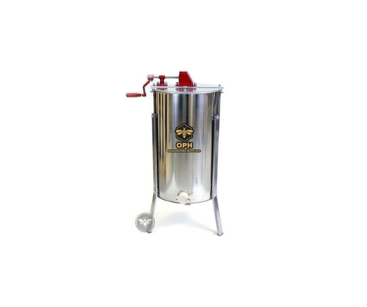 2-frame stainless steel honey extractor for beekeeping services rental.