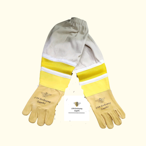OPH Vented Beekeeping Gloves made of leather, canvas, and vented material.