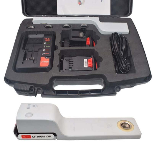 Varrox Easy Vaporizer kit with lithium-ion batteries and charger in a carry case.