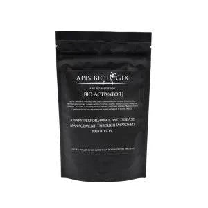 Apis Biologics Bio Activator supplement package for honey bees, enhances health and productivity.