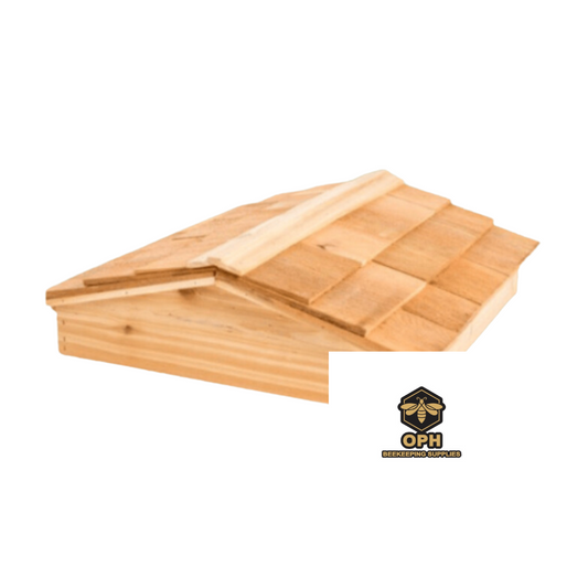 Cedar shake top for bee hive insulation, suitable for garden hives, made in Canada.