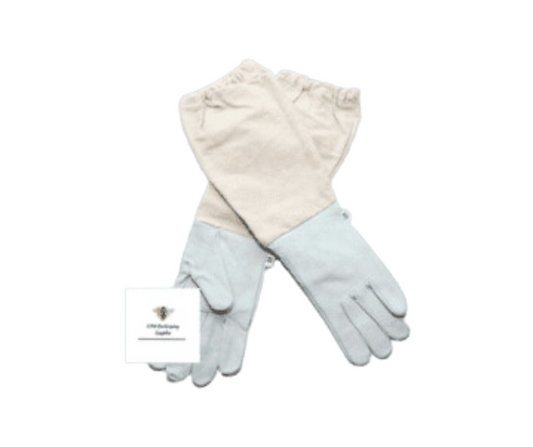 Children's beekeeping gloves with durable cow leather and canvas design.