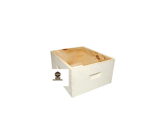Commercial grade deep bee box, assembled for strength and durability, ideal for efficient beekeeping.