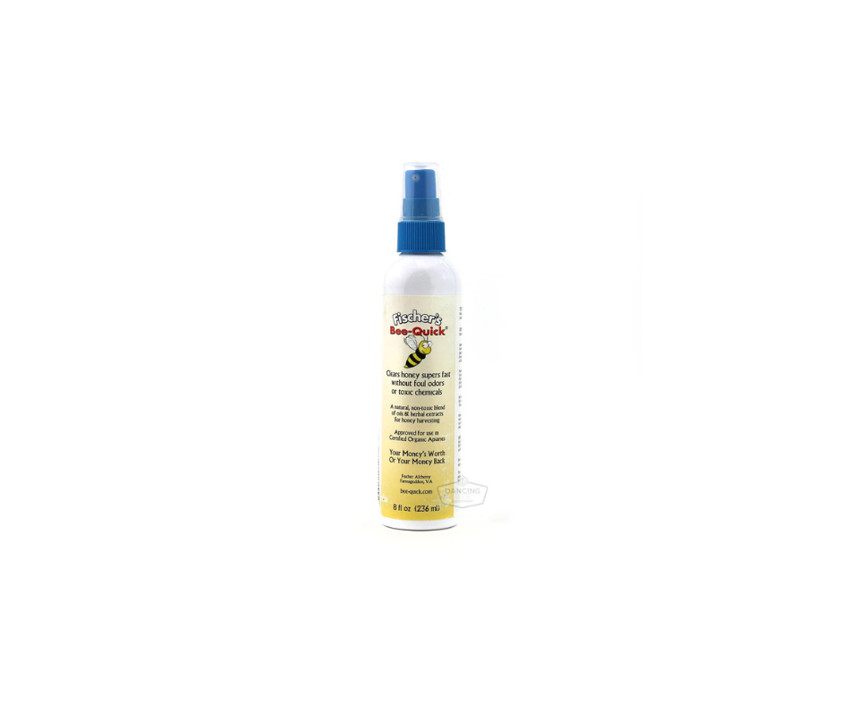 Fischer's Bee Quick 8 oz spray bottle for safe and effective bee removal from honey supers.