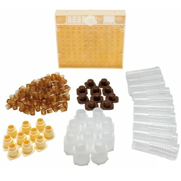 Nicot Queen Rearing System kit with plastic components for beekeeping.