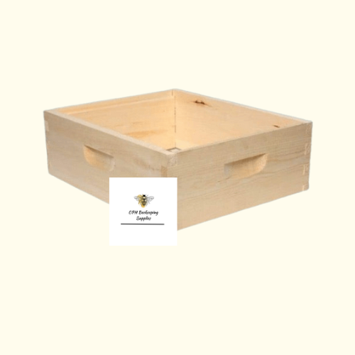 Medium box made from Canadian White Pine for beehives with easy grip handholds.