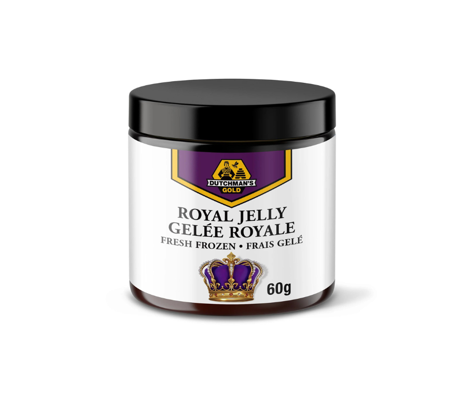 Royal Jelly 60mL jar, fresh frozen for maximum potency, nutrient-rich superfood.