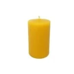 Beeswax smooth pillar candle in natural golden hue.