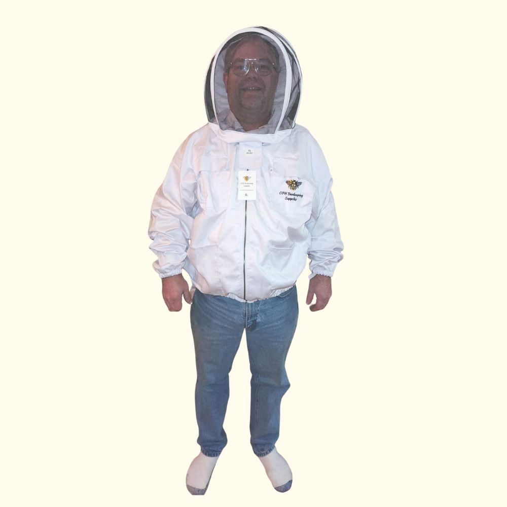 Beekeeping Jacket with protective hood, relaxed fit, and durable YKK zipper.