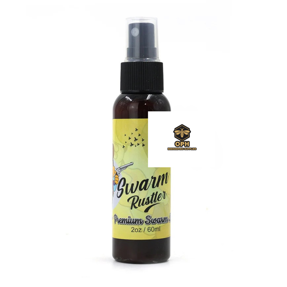 Swarm Rustler Spray 2 oz bottle for attracting honeybee swarms.