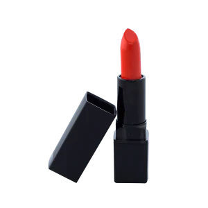 Tangerine Lip Stick with creamy texture and vivid color in black tube.