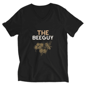 V-Neck Bee Guy T-Shirt in Poly Blend with Beekeeping Design