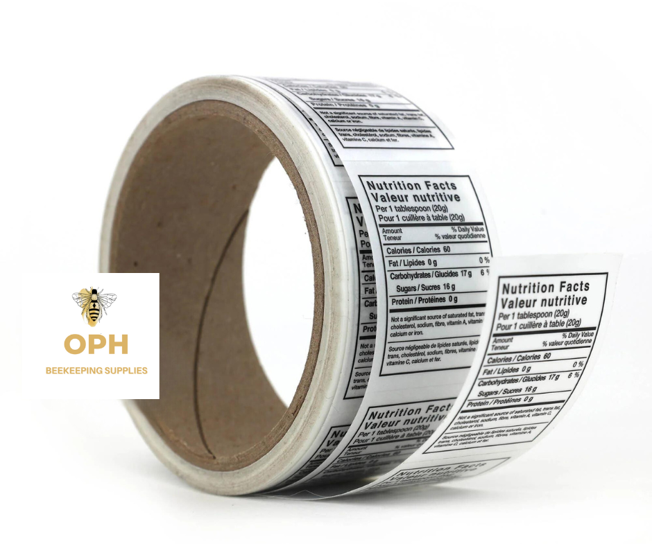 Honey Nutritional Labels | Honey Labels | OPH Beekeeping Supplies