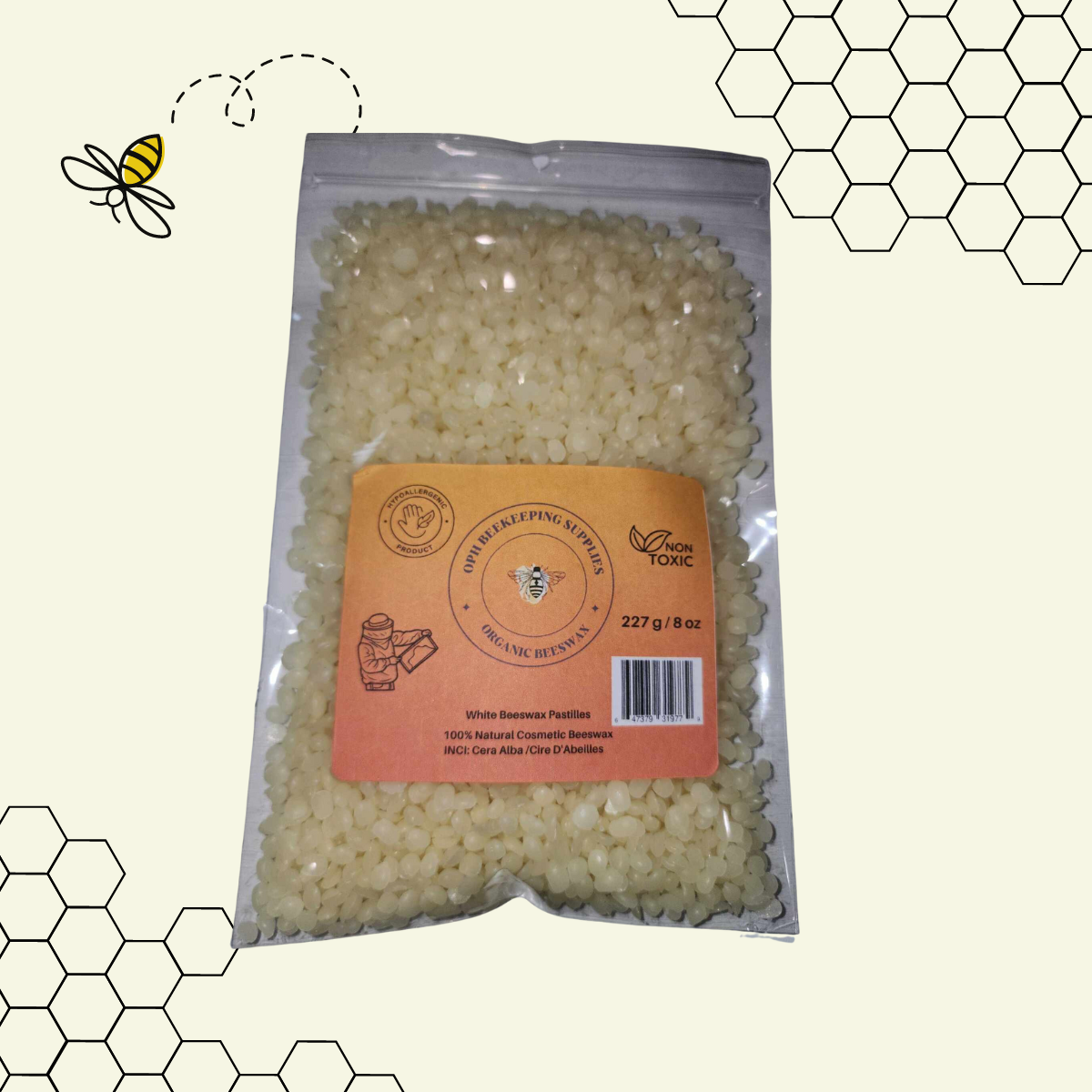 Beeswax Pellets 2LB(32 oz), 100% Organic White Bees Wax for DIY Candles,  Bees